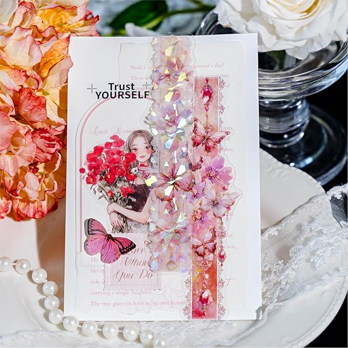 Alideco 120pcs Scrapbook Stickers Vintage Flower Butterfly Scrapbooking Junk Journal Crafts Embelishment Decoration Stickers (youchangmengjing)
