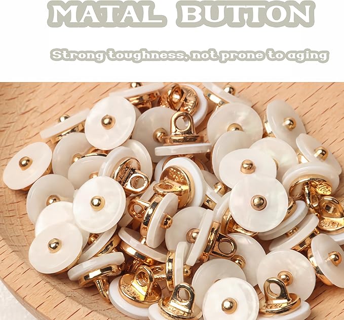 20PCS White Metal Shank Buttons, Sewing Button,Suitable for Women's Cardigans/Outerwear/Suit Decoration Buttons or Handmade DIY Projects (18mm)