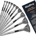 Nicpro Fan Paint Brushes 10 PCS Artist Painting Brush Set Soft Anti-Shedding Nylon Hair Wood Short Handle for Acrylic, Watercolor, Oil, Craft Painting