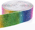 Novani Self Adhesive Rhinestone Ribbon, 1.14 Inch Wide 3 Yards 1 Roll, Rainbow Crystal Diamond Bling Strips for DIY Crafts, Home Decor, Glitter Glass Rhinestones for Crafting, Car Decoration