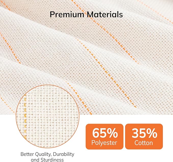 Pllieay 40" x 40" Large Overlocking Primary Tufting Cloth, Monks Cloth with Yellow Marked Lines for Tufting Guns, Punching Needles and Carpet Punching