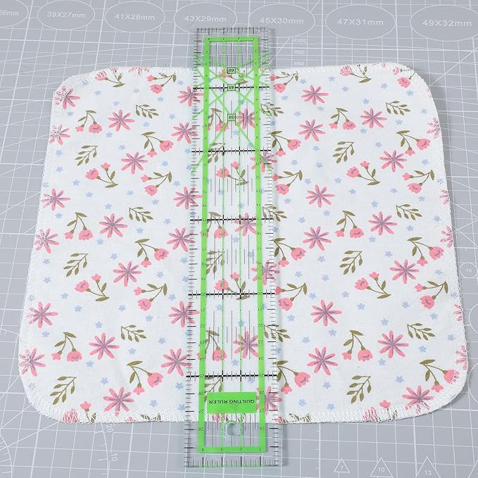 4 Piece Quilting Rulers and Templates Acrylic Square Ruler for Cutting Fabric, Square Quilting Rulers with Non Slip Rings Sewing Quilt Strip Rulers 5.91" × 5.91" 11.81" × 1.97" (Black/Green)
