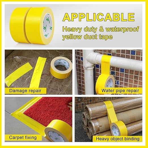 BOMEI PACK Light Yellow Duct Tape, 2Rolls Heavy Duty Strong Industrial Color Duct Tape 9.0 mil x 1.88inch x 30yds for Packing and Repairing