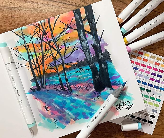 Ohuhu Sketchbook Marker Paper Pad: 8.3"x11.7" Large Art Sketch Book Drawing Papers 78 Sheets/156 Pages 120 lb/200 gsm Hardcover Sketching Books for Alcohol Markers Sketchpad Christmas Gift