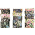 Floral Washi Tape Set - 15 Rolls Flowers Arts Adhesive Tapes Garden Blooms Decorative Masking Tape Sets for Craft, Kids, Scrapbook, DIY, Gift Wrloapping (2-Midnight Bloom)