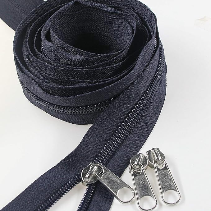 #5 Nylon Coil Zippers by The Yard Bulk 10 Yards with 25pcs Silver Sliders for DIY Sewing Tailor Craft Bag Leekayer