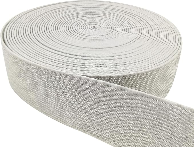 1.5 inch Silver White Glitter Knit Elastic Band for Sewing 5 Yards Metallic Gold Ribbon Trims Spool Non-Slip Heavy Elastic Stretchy Strap for Pants Waistband-Wigs-Skirts-Craft Projects