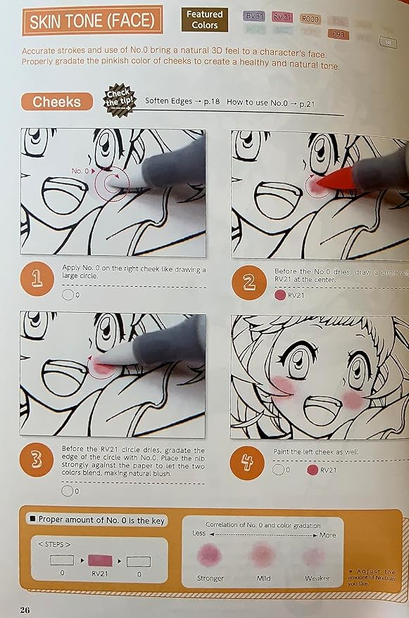 Copic Ciao Illustration Book Bundle Set, Alcohol-Based Markers (12 pcs) with an Instruction Book