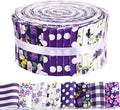 40 Pcs Purple Floral Cotton Jelly Fabric Strips Vintage Purple Flowers Fabric Bundles Strips for Quilting Crafting Precut Patchwork for Summer Holidays for Gift Sewing DIY Crafts