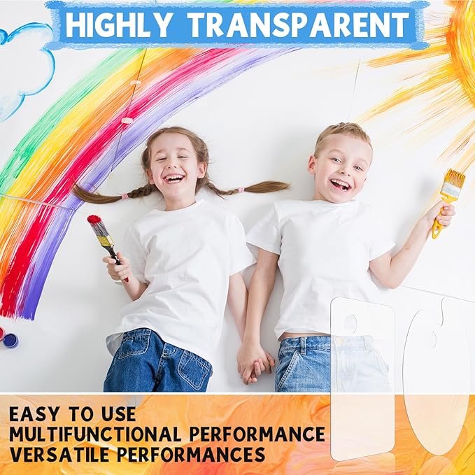 2 Pack 16 x 12 Inch Acrylic Paint Palette with Thumb Hole Clear Paint Pallet Easy Clean Nonstick for Oil Watercolor Craft DIY Art Painting