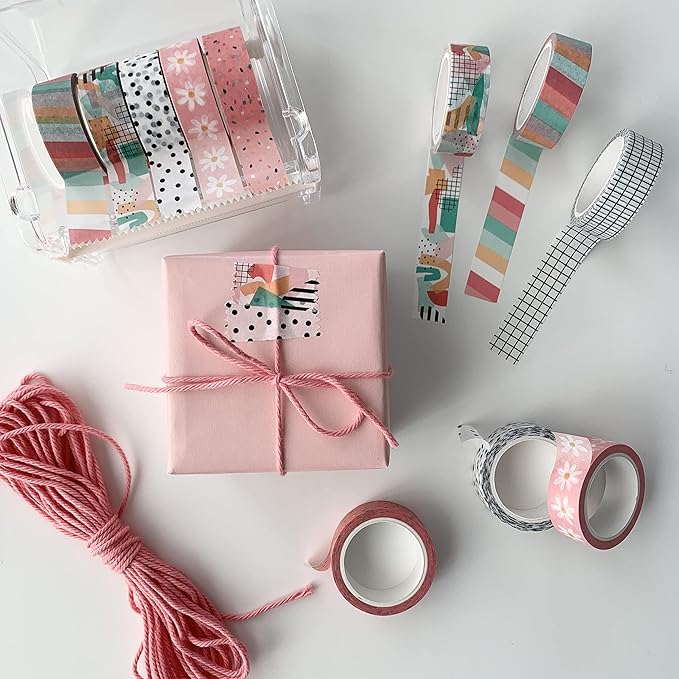 ZYNSHE Washi Tape Set of 12 Rolls of 15 mm Wide Cute Decorative Washi Tape for Journaling, Scrapbook, Washy Crafts, Bullet Journals, Planners, DIY Décor, Gift Wrapping, Craft Supplies (Retro)