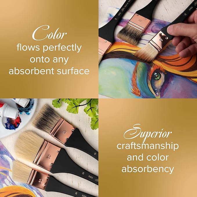 Silver Brush Limited 5401-20 Silver Atelier Flat Mottler Paintbrush for Oil, Acrylic, Watercolor, Gesso and Grounds, Varnish and Top Coat, Size 20, Xtra Long Handle