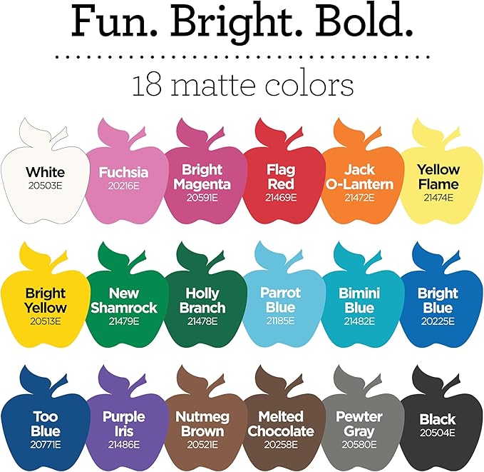 Apple Barrel Acrylic Craft Paint Set, Perfect for Arts & Crafts, 2 fl oz Each, 18 Assorted Matte Colors, 18 Count