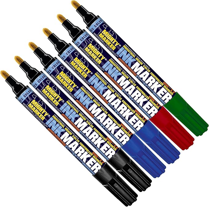 IM-17 Ink Marker, Dual Tip, 13ml Alcohol-Based Permanent Ink, Waterproof Fade & Abrasion Resistant, Valve Action, 6 Bonus Tips, Manufactured in USA, 6 Pack (Assorted)