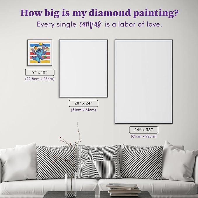 DIAMOND ART CLUB Stitch's Juggling Act Diamond Painting Kit, Fun DIY Crafts for Adults, Round Diamond Art Canvas, 9" x 10"