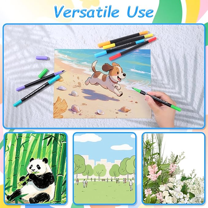 100 Colors Dual Brush Marker Pens, Artist Marker Set with Fine Brush Tip Pen Art Markers for Adults Kids Coloring Books Bullet Journaling Drawing Painting Card Making