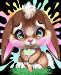 DIAMOND ART CLUB Rainbow Lil Bunny Diamond Painting Kit, Fun DIY Crafts for Adults, Round Diamond Art Canvas, 13" x 16"