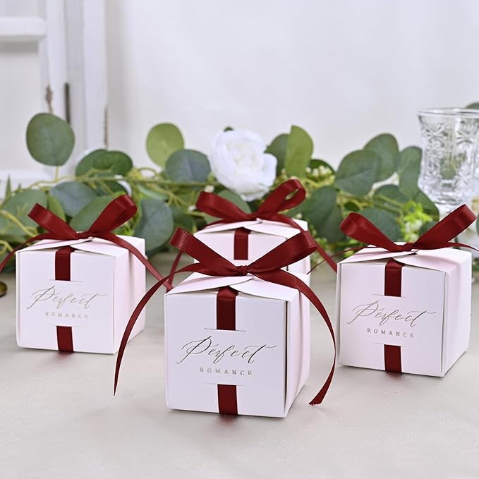 Double Face Burgundy Satin Ribbon 3/8 inch X 50 Yards Polyester Burgundy Ribbon for Gift Wrapping Very Suitable for Weddings Party Invitation Decorations and More