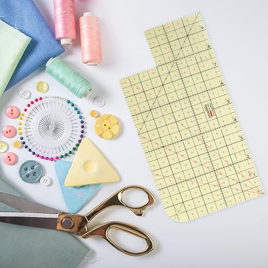 Thin Hot Hem Ruler Rounded Corner Ironing Ruler for Pocket All-in-one Ruler for Sewing Quilting Heat Resistant Non-Slip Hot Ruler Efficient Precise Sewing Tool Seam Guide 10X5inch