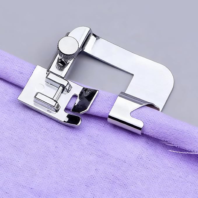 3 Sizes Rolled Hem Presser Foot Set – 1/2", 3/4", 1" Wide Hemmer Feet for Brother, Singer, Low Shank Sewing Machines