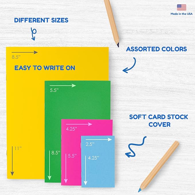 Hygloss Blank Books - Bulk 20 Pack – 4.25" x 5.5" A6 Assorted Colors – Paperback Blank Books for Kids to Write Stories, Doodle Art – Plain Drawing Sketchbook, Unlined Journal, Notebook Without Lines