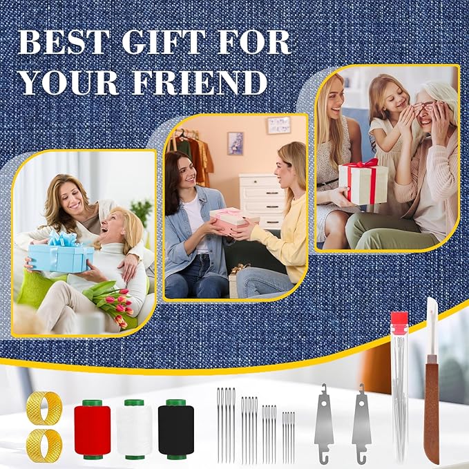 37PCS Sewing Tool Set, 2026 New Stainless Big Eye Steel Sewing Needles Kit - 5 Size Sharp Hand Sewing & Quilting Needles Set with Case | Extra Long,Thin & Easy Threading for DIY, Crafting, Embroidery