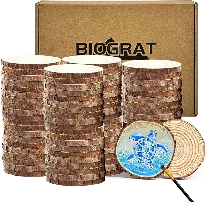 2 Inch Wood Slices Wooden Discs for Crafts, 80 Pcs 2-2.4 inches