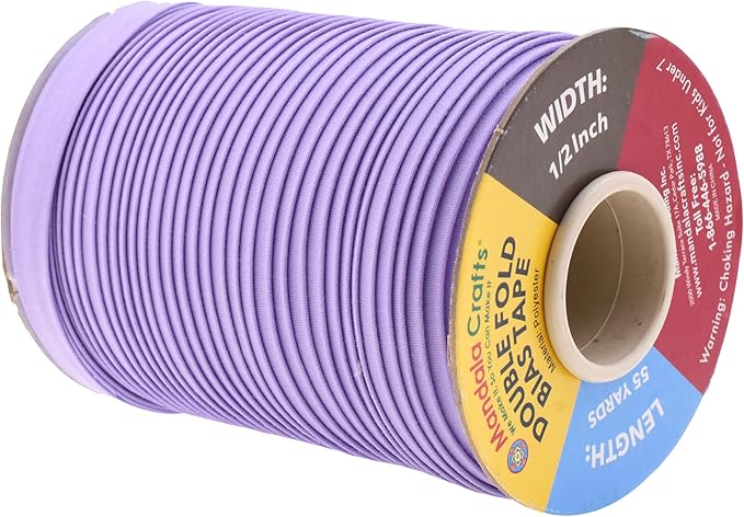 Mandala Crafts 55 Yards 1/2 Inch Lilac Double Fold Bias Tape for Sewing - Bias Binding Tape for Quilting Binding, Hemming, Seam, and Fabric Piping