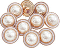PEPPERLONELY 10PC Faux Pearl Metal Buttons for Clothing, Jeans, Crafts, Pants, Blazer, Sewing, Jacket, Jewlery Making (Gold/White, 20mm)