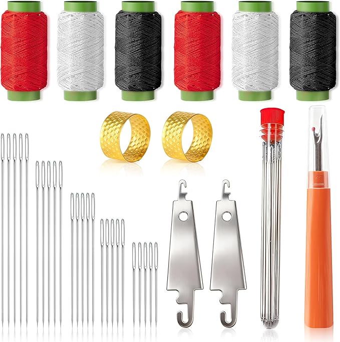 37 Pcs Big Eye Steel Sewing Needles Kit, Portable Stainless Steel Needle and Threader for Hand Sewing, Suitable Christmas Gifts for Women, Mom, Grandma