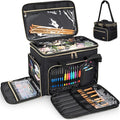 Knitting Bag Yarn Storage Tote, Large Crochet Organizer Bag, Yarn Holder Case for Knitting Needles, Knitting Project Bag with Inner Divider for Knitting Accessories, Crochet Hooks, Black