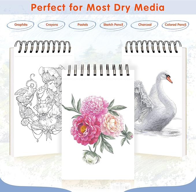 FIXSMITH 5.5"X8.5" Sketch Book | 80 Sheets (68 lb/100gsm) Sketchbook | Top Spiral Bound Artist Sketch Pad | Acid Free Drawing Pad | Ideal for Kids, Beginners, Artists & Painters | Bright White