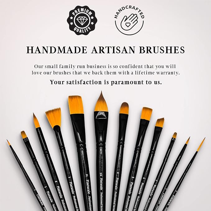 Set of 12 Acrylic Paint Brushes Professional | Acrylic & Oil Masters | Oil Painting Brushes | Handmade Paint Brush Set for Acrylic Painting