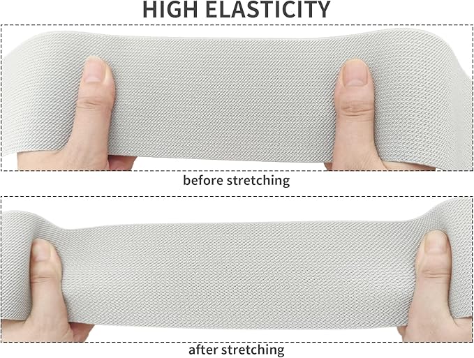 Gray Knit Elastic Band 3 inch 5 Yards Double-Side Twill Woven Elastic Heavy Stretch Elastic Spool for Sewing Pants Waistband, Wigs, Skirts, Craft DIY Projects (#29)
