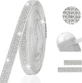 5-Rows Rhinestone Ribbon Self Adhesive Crystal Rhinestones, 5-Yard Bedazzling Strips, 5-Yard Rhinestone Strips for DIY Craft, Rhinestones for Crafting, Home Decor, Transparent Crystal