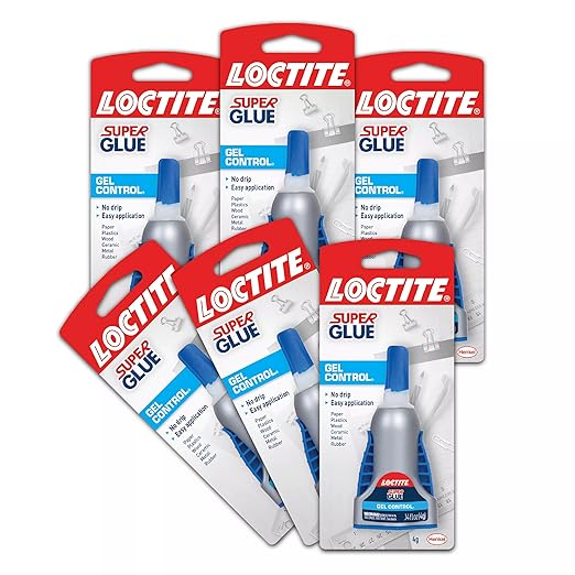 Loctite Super Glue Gel Control, Clear, 0.14 fl oz Bottle, 6 Pack - Superglue for Plastic, Wood, Metal, Crafts & Repair, Cyanoacrylate Adhesive Instant Glue, Quick Dry