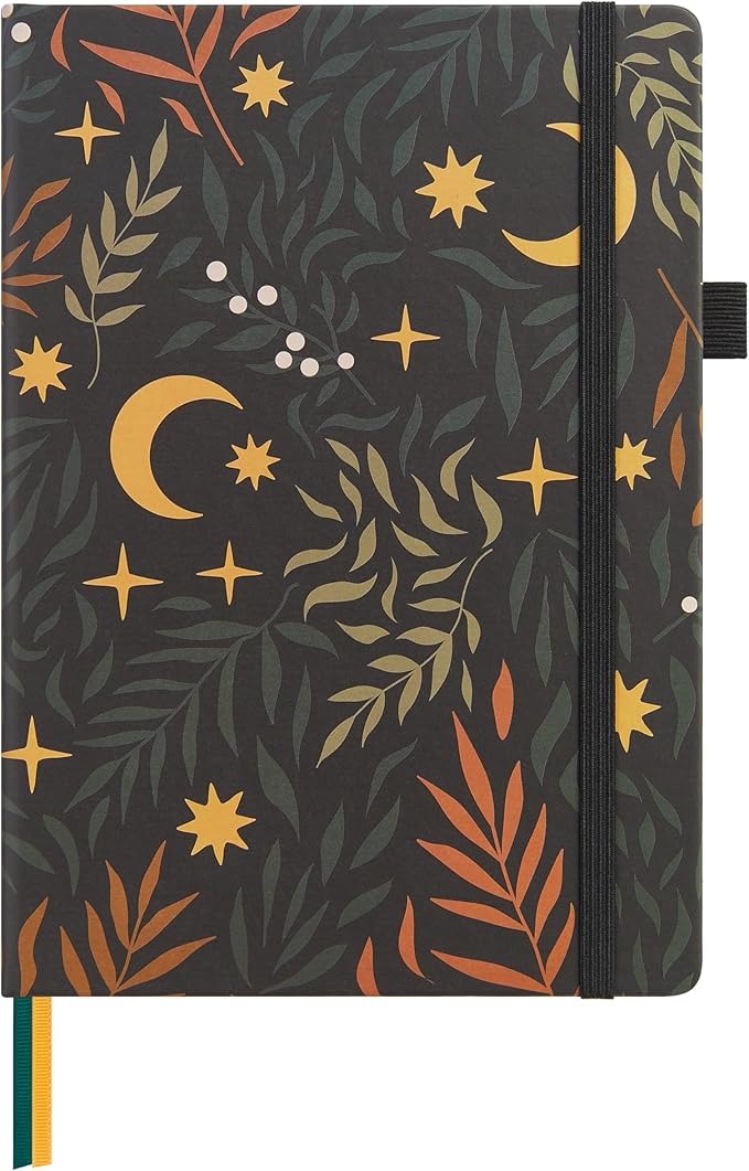 &And Per Se Lined Journal Notebook for Women&Men with Pattern, 160 Pages 100GSM Thick Paper, A5 Hardcover Journals for Writing, 5.7'' x 8'' (Lunar Leaf)