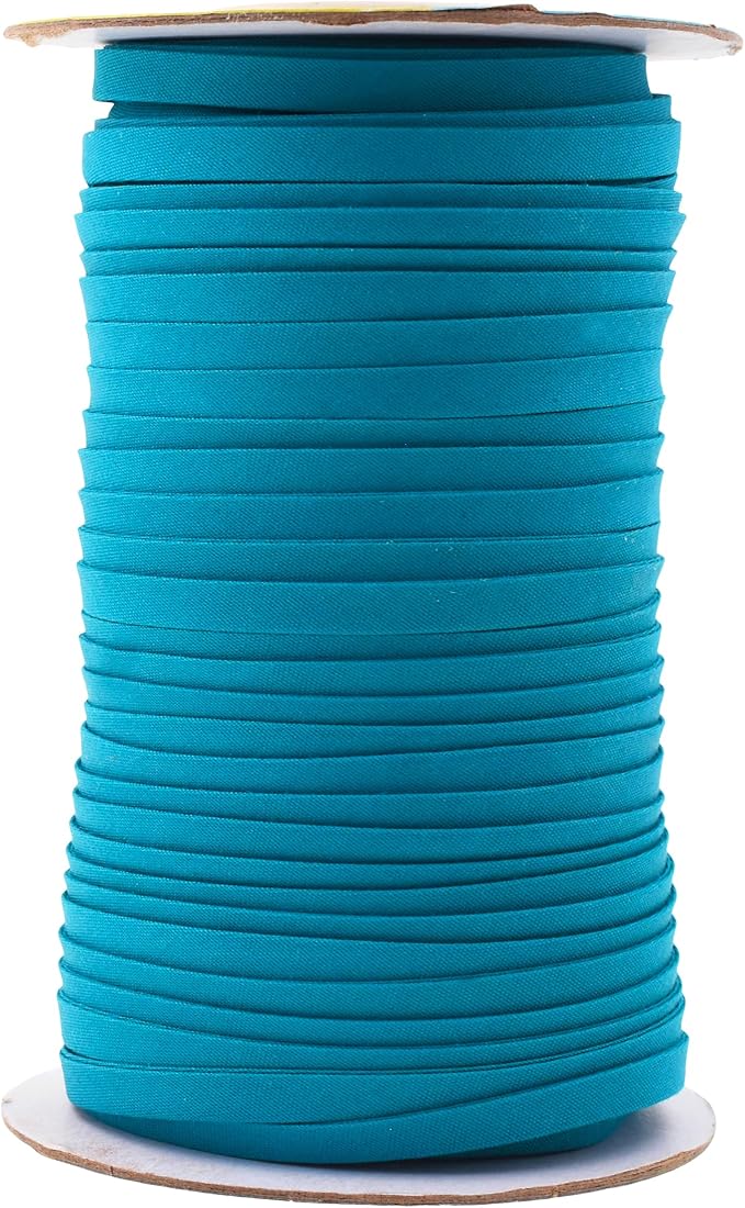 Mandala Crafts 55 Yards 1/4 Inch Teal Double Fold Bias Tape for Sewing - Bias Binding Tape for Quilting Binding, Hemming, Seam, and Fabric Piping