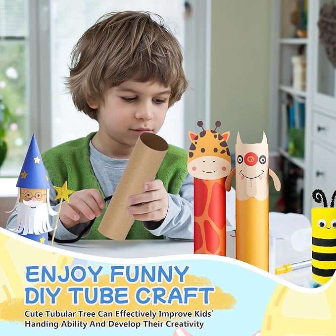 60 Pcs Cardboard Tubes for Crafts 2 Size Empty Toilet Paper Rolls, Premium Kraft Paper Strong And Pressure-Resistant, Craft Tubes for Classroom DIY Projects(1.4 x 10 Inch, 1.6 x 10 Inch)