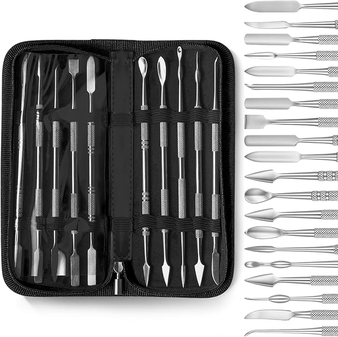 Honoson 10 Pcs Miniature Sculpting Tools Set Mini Stainless Steel Double-Headed Tool for Model and Convert Plastic, Resin and Metal Tabletop War Game Miniatures Models