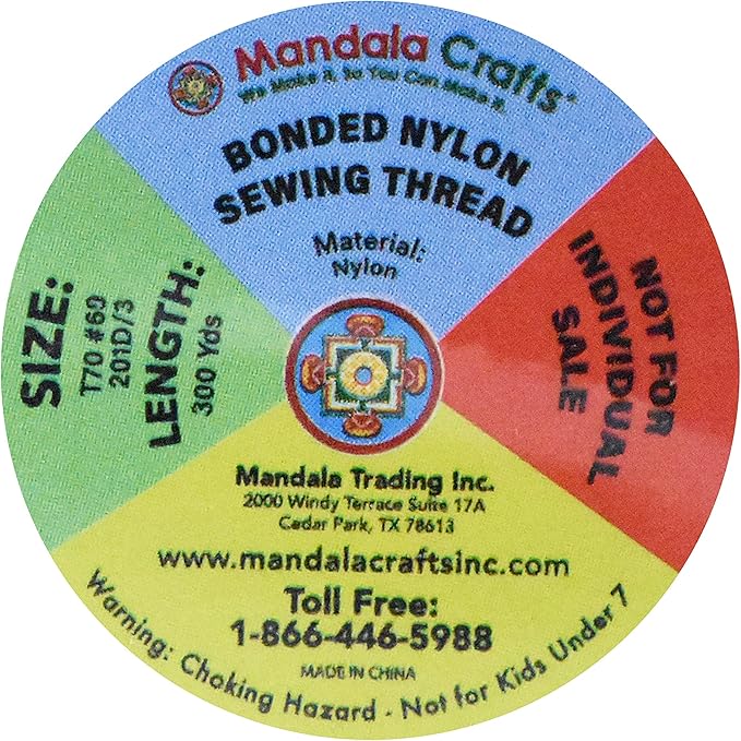 Mandala Crafts Size 69 210D T70 Bonded Nylon Thread - 12 Assorted Neutral Colors 3600 YDs Tex 70 Heavy Duty Sewing Threads for Leather, Jeans, Weaving, Outdoor Marine Upholstery