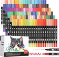 hhhouu 150 Colors Dual Tip Brush Pens Art Markers Set, Fine Tip Markers for Adult Coloring, Bullet Journals, Drawing, Lettering Calligraphy HO-150B