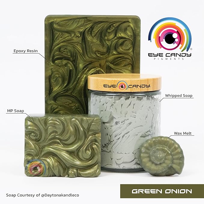 Eye Candy Pigments Premium Green Mica Powder - Green Onion (50gr) - for Epoxy, Resin, Soap, Paint, Woodworking, Acrylic Pouring, Bath Bombs, Fishing Lures - DIY Arts and Crafts Additive