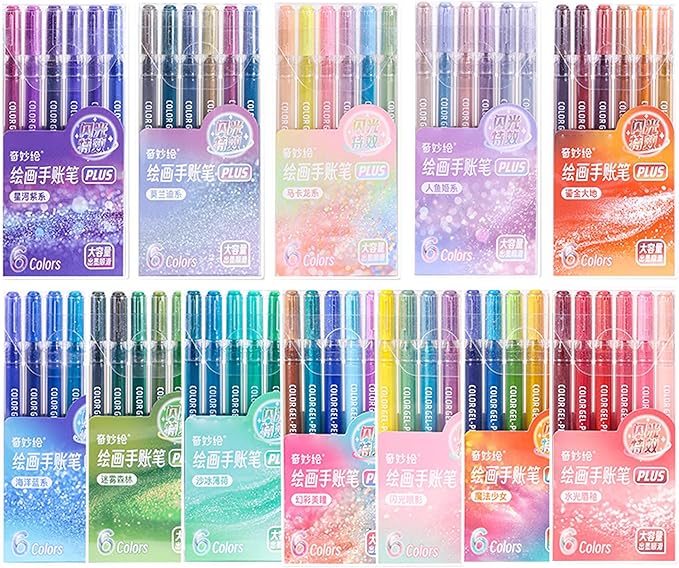 72 Colors Glitter Gel Pens Plus for Adult Metallic Writing Drawing for Birthday Cards, Christmas Cards, Art Crafts, Coloring Books, DIY Projects
