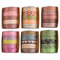 YUBX Basic Washi Tape Set 30 Rolls Plants Patterns Decorative Skinny Slim Masking Tapes for Arts, DIY Crafts, Journals, Planners, Scrapbook, Wrapping (Rainbow Forests)