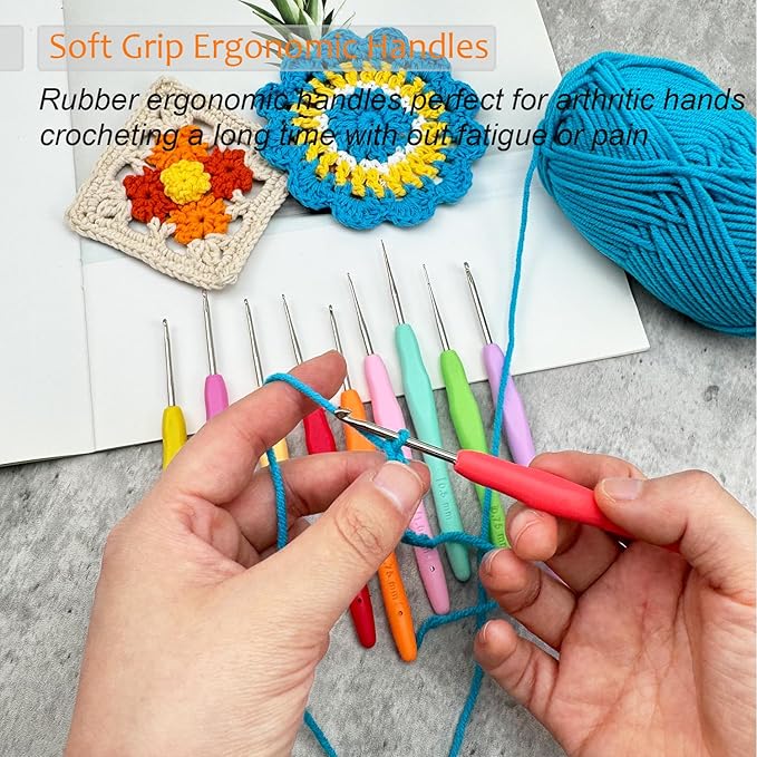 Mdoker 8mm 2PCS Crochet Hook Ergonomic Handle Crochet Hook Needles for Arthritic Hands,Extra Long Crochet Hooks for Beginner Crocheting Yarn(8mm)