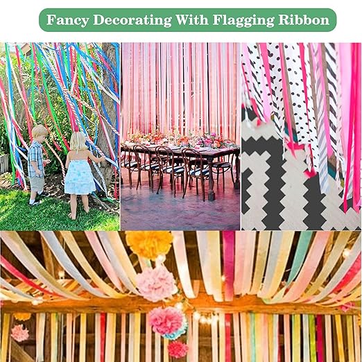 Flagging Tape Assorted Colors 16 Rolls - Non-Adhesive Neon Marking Surveyors Caution Tape, for Tree Marking, Hunting Trail Tape, 1-3/16 in. x 150 ft,3.35 Mil