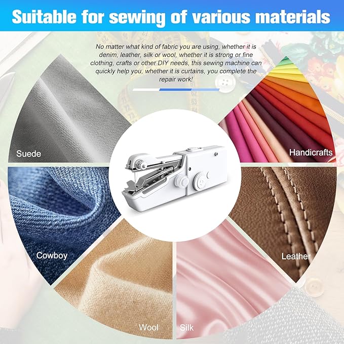 Handheld Sewing Machine - Portable Mini Sewing Machine with Accessories Kit for Beginners DIY (off-white)