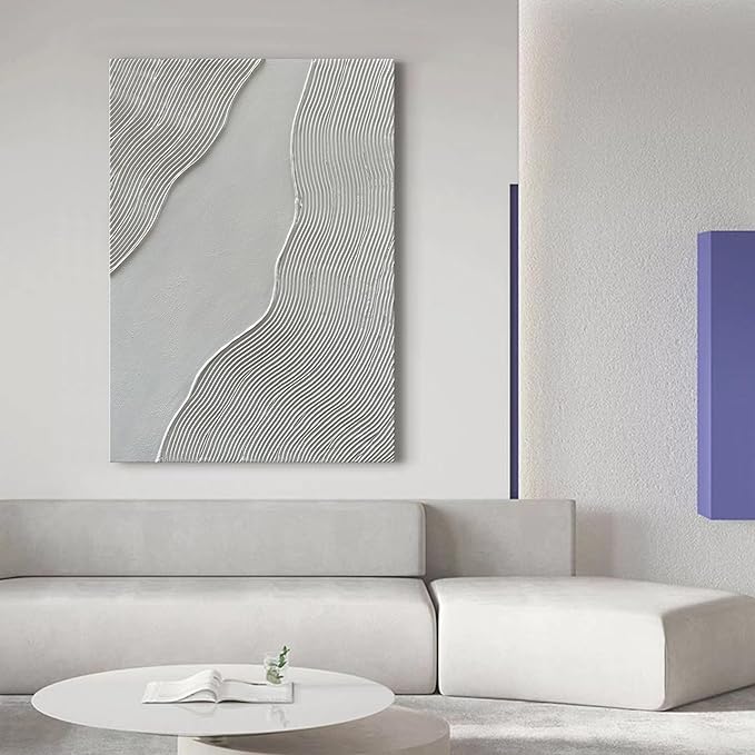 NANKAI Art Hand-Painted Modern Minimalist Abstract Art White Texture Oil Painting 45x30 inch Large Home Wall Decorative Art Oil Painting