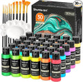 Shuttle Art 30 Colors Metallic Acrylic Paint, Artist Grade Metallic Paint in Bottles (60ml, 2oz), Rich Pigmented, High Viscosity, Non-Toxic for Artists, Beginners on Rocks Crafts Canvas Wood Fabric